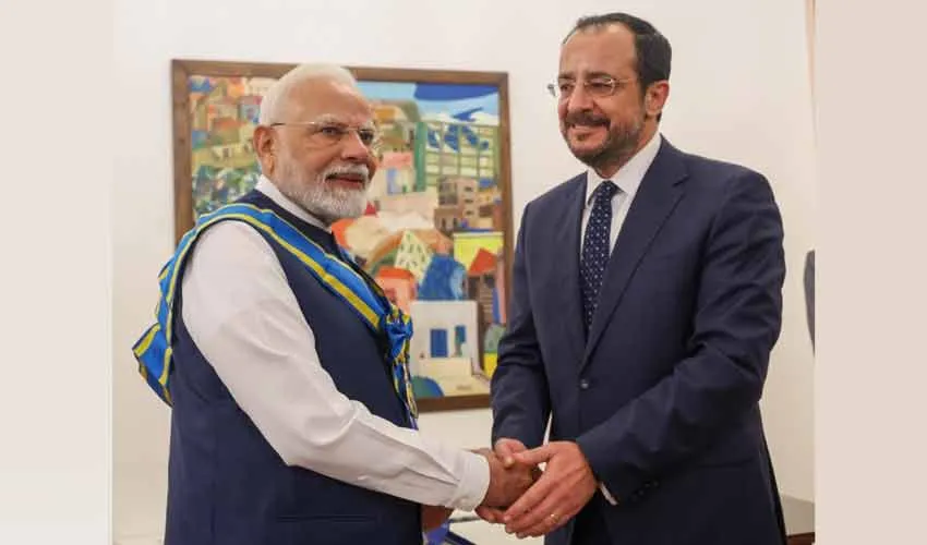 PM Narendra Modi conferred with Grand Cross of the Order of Makarios III by Cyprus